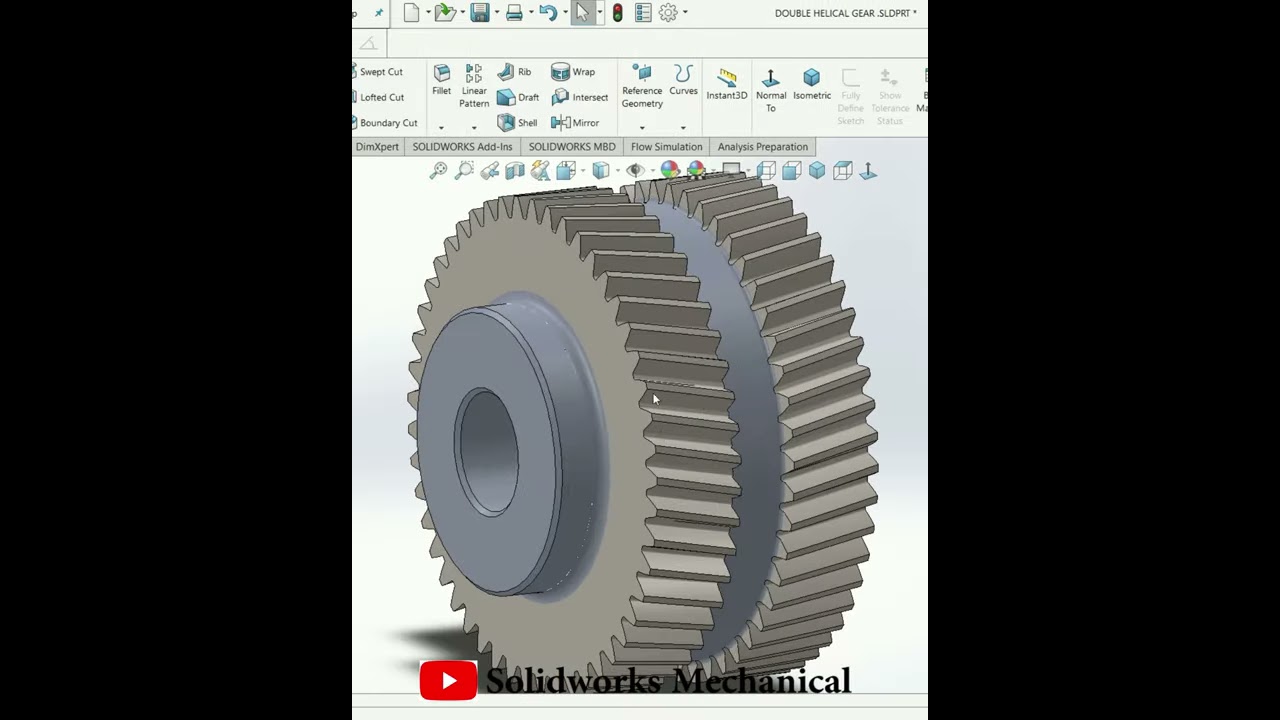 Double Helical Gear |#Industrial||#SolidWorks||Mechanical |#videos #shorts@DesignWithAjay