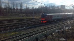 Электропоезд ЭР9ПК-314 прибывает на станцию трофимовский-1 г. Саратов