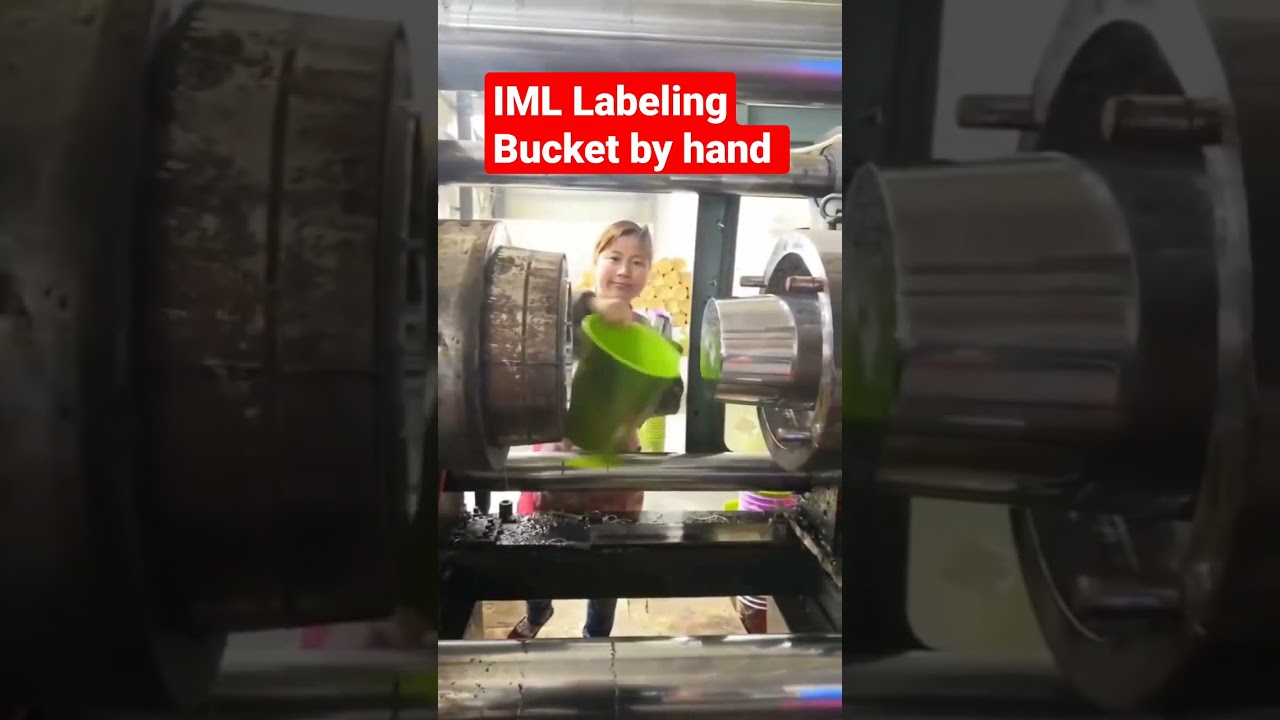 In Mold Labeling IML by hand |Paint Buckets |Injection Molding Machine