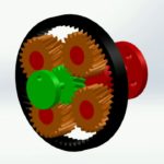 Планетарный механизм с цилиндрическими косозубыми шестернями с остановленной коронной шестерней