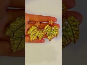 Polymer clay earrings. Vintage style earrings Grape leaves from polymer clay. #Shorts
