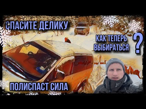 Сахалин. Спасаем Делику лебедкой через блок (полиспаст)