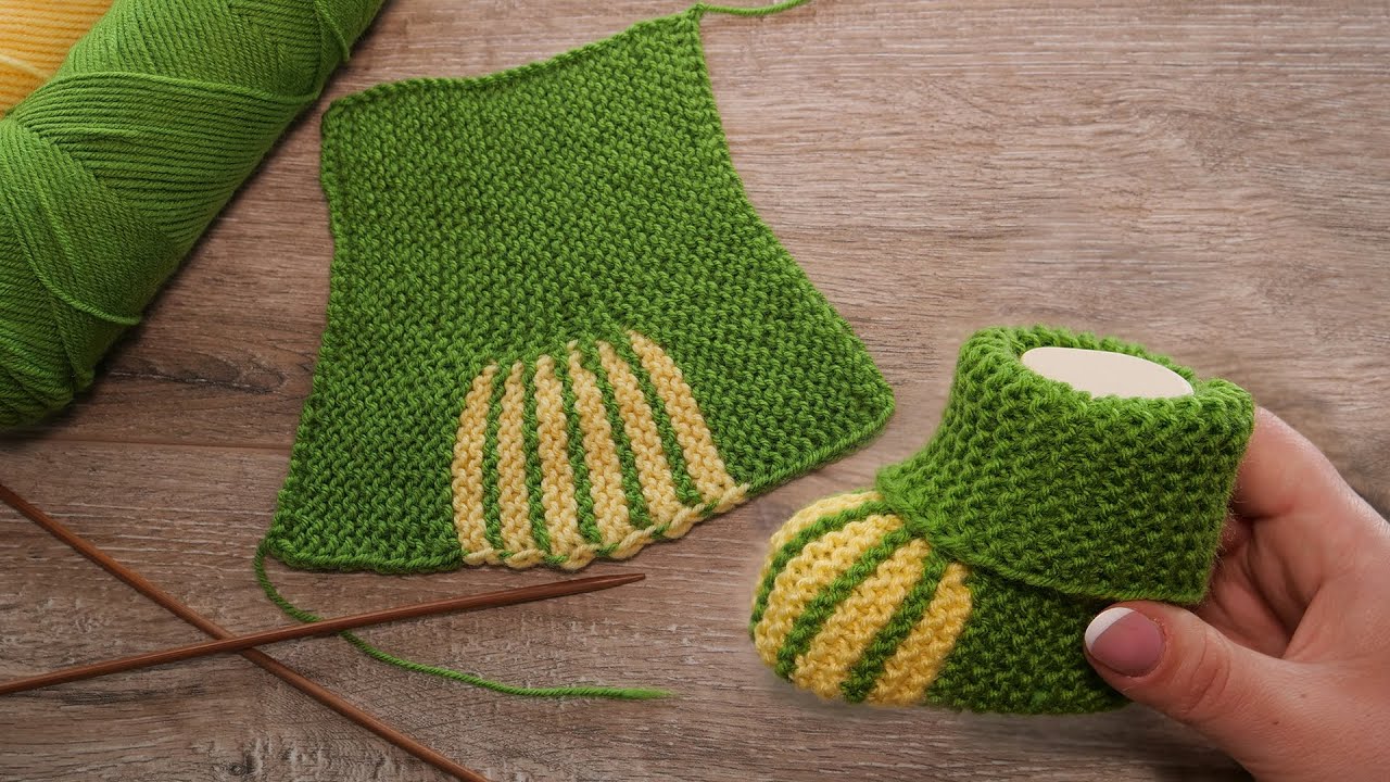 Самые легкие пинетки на двух спицах ? Etsy Two needle booties