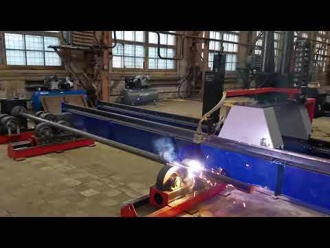 Станок плазменной резки круглых труб. Пробный рез на ПНР 89 трубы.