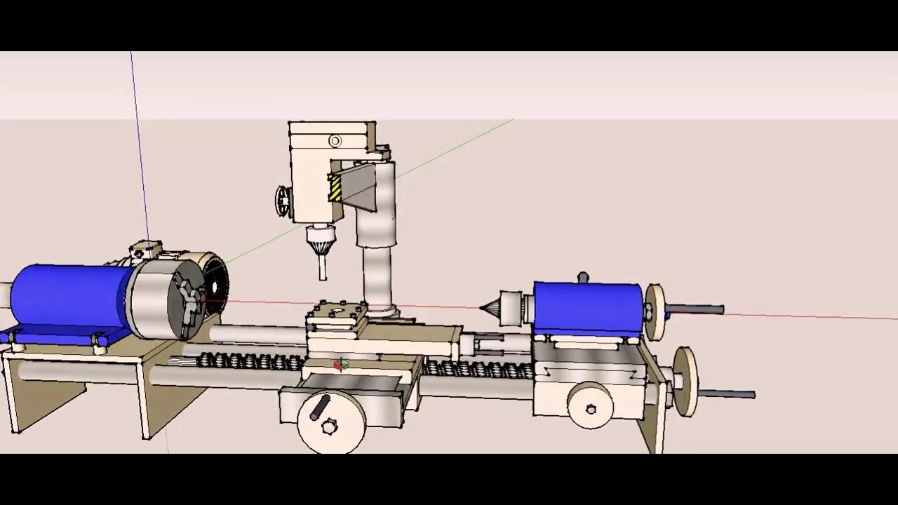 Токарный станок своими руками. 3D проект Токарно-Фрезерного станка